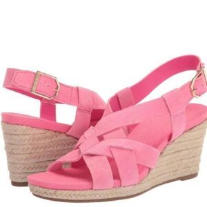 New Cole Haan Crystal Wedge Leather Espadrille Strap Sandal Size 11B